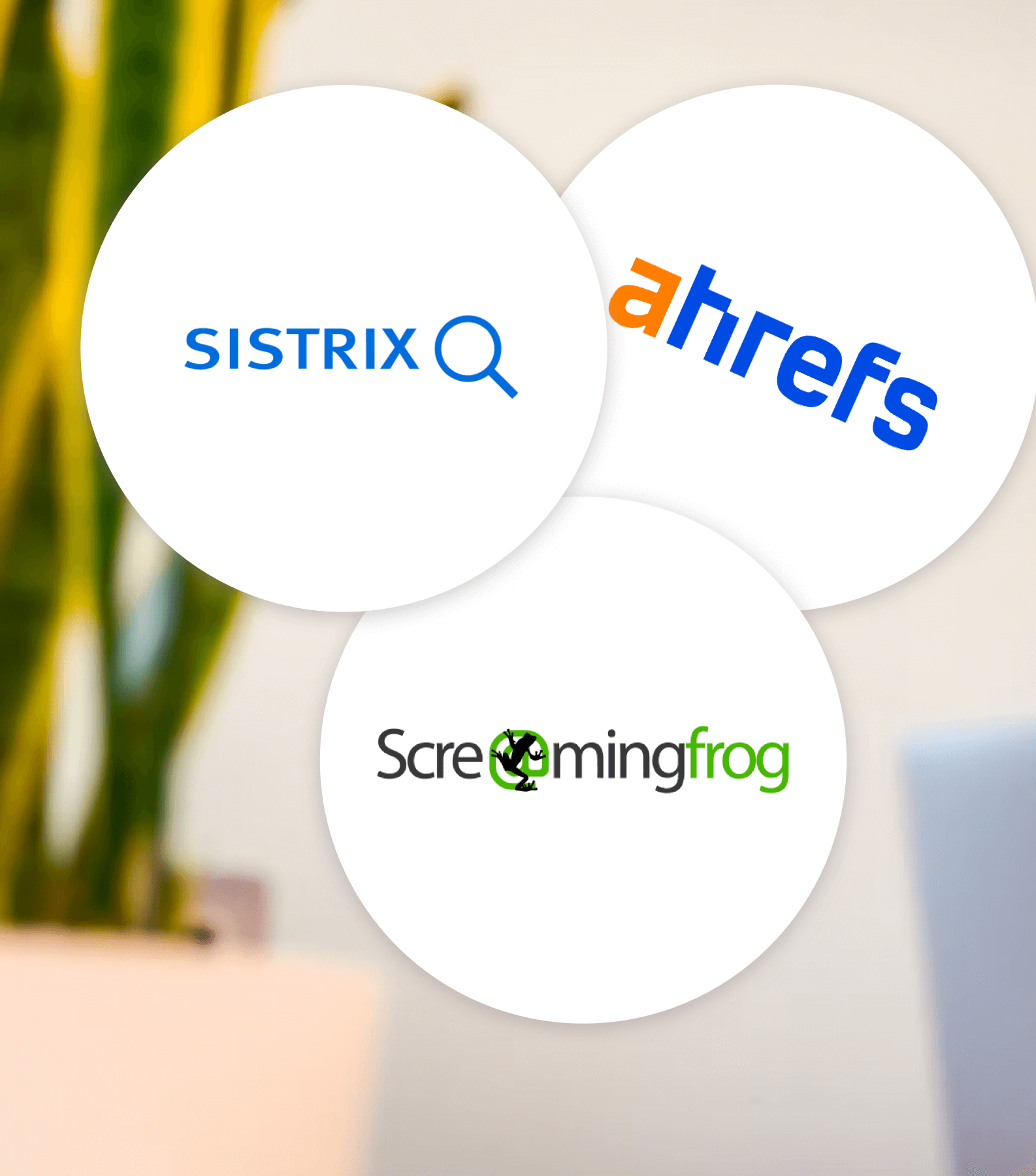 Logos von Sistrix, Screaming Frog und ahrefs